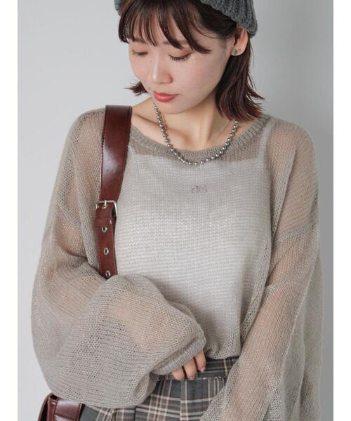 ehka sopo(エヘカソポ)の「モヘヤタッチメッシュニット(ニット/セーター・レディース・キナリ/ピンク/ブルー/グレー・F)」の2枚目の写真