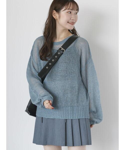 ehka sopo(エヘカソポ)の「モヘヤタッチメッシュニット(ニット/セーター・レディース・キナリ/ピンク/ブルー/グレー・F)」の3枚目の写真