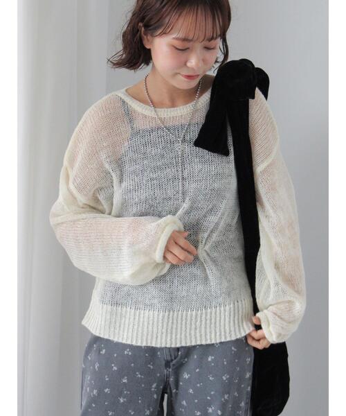 ehka sopo(エヘカソポ)の「モヘヤタッチメッシュニット(ニット/セーター・レディース・キナリ/ピンク/ブルー/グレー・F)」の1枚目の写真