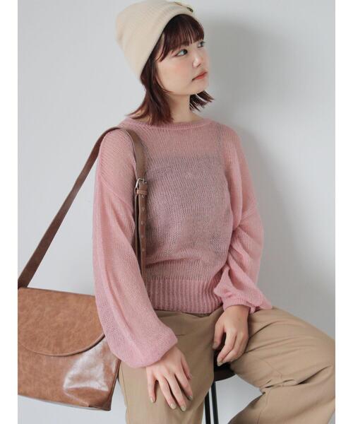 ehka sopo(エヘカソポ)の「モヘヤタッチメッシュニット(ニット/セーター・レディース・キナリ/ピンク/ブルー/グレー・F)」の6枚目の写真
