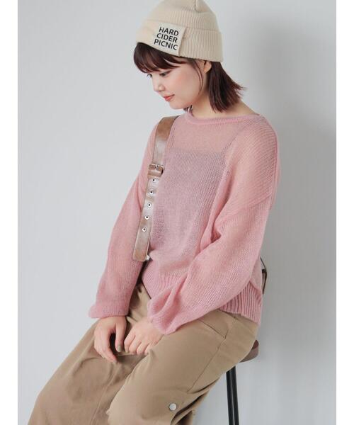 ehka sopo(エヘカソポ)の「モヘヤタッチメッシュニット(ニット/セーター・レディース・キナリ/ピンク/ブルー/グレー・F)」の9枚目の写真