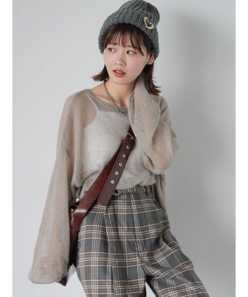 ehka sopo(エヘカソポ)の「モヘヤタッチメッシュニット(ニット/セーター・レディース・キナリ/ピンク/ブルー/グレー・F)」の16枚目の写真