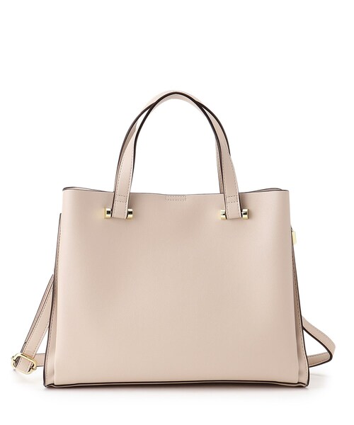 SHOO・LA・RUE(シューラルー)の「◆【2WAY/通勤/学校行事】一枚革風 三層ミドルトート(トートバッグ・レディース・ナチュラル/ブラック/ベージュ系4・00)」の1枚目の写真