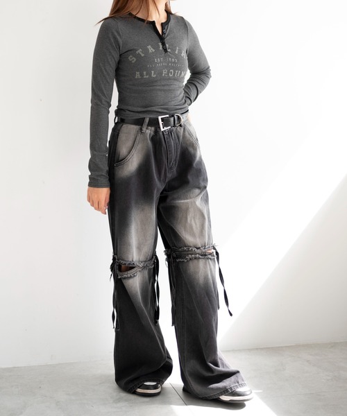 dispark（ディスパーク）の「DISPARK/ヘンリーVネックボタンリブロンT（Tシャツ/カットソー・レディース・ブラウン/アイボリー/ブラック・FREE）」の22枚目の写真