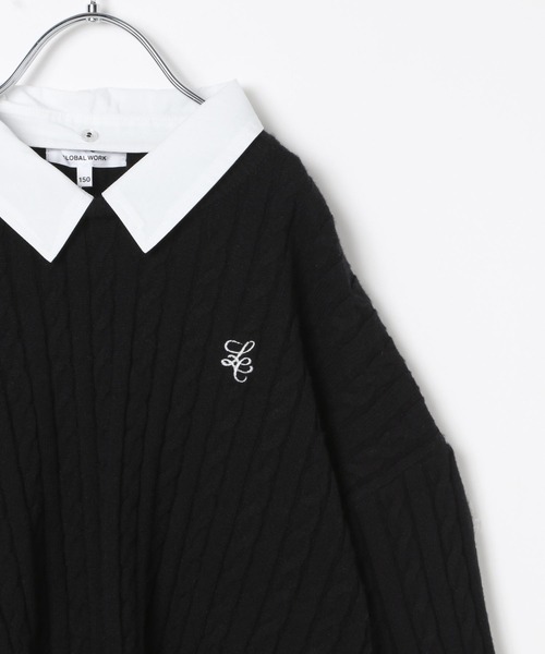 セール】メルティ襟付きケーブルニット/142649（ニット/セーター