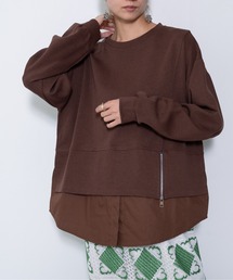【ZOZO限定商品】ジップ付きシャツヘムドッキングトップス