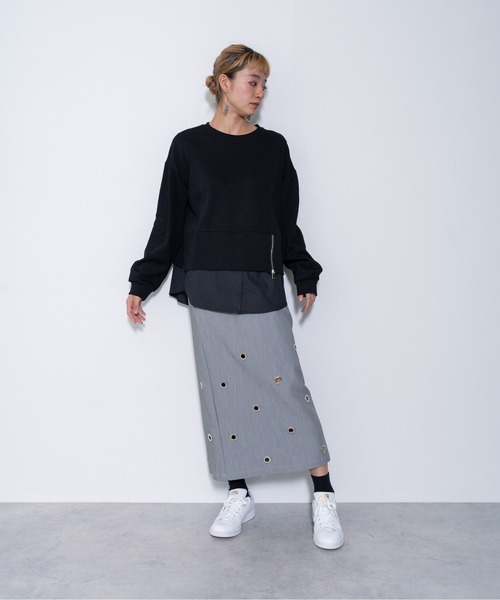 DOLLUPOOPS(ドールアップウップス)の「【ZOZO限定商品】ジップ付きシャツヘムドッキングトップス(シャツ/ブラウス・レディース・ブラウン/ブラック/オフホワイト/チャコールグレー・38)」の5枚目の写真
