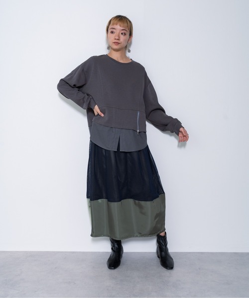 DOLLUPOOPS(ドールアップウップス)の「【ZOZO限定商品】ジップ付きシャツヘムドッキングトップス(シャツ/ブラウス・レディース・ブラウン/ブラック/オフホワイト/チャコールグレー・38)」の8枚目の写真