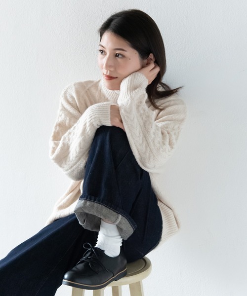 LOSUCA(ロスカ)の「ウール混ニットプルオーバー / ナチュラル フレンチ 大人カジュアル レトロ ヴィンテージ シティガール(ニット/セーター・レディース・オフホワイト/チャコールグレー/ブルー/レッド・FREE)」の13枚目の写真