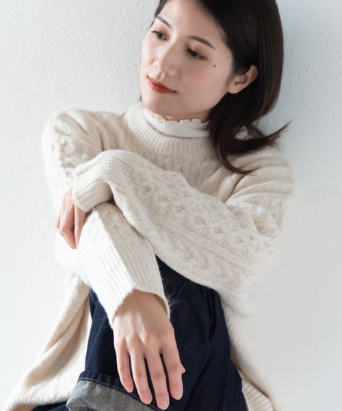 LOSUCA(ロスカ)の「ウール混ニットプルオーバー / ナチュラル フレンチ 大人カジュアル レトロ ヴィンテージ シティガール(ニット/セーター・レディース・オフホワイト/チャコールグレー/ブルー/レッド・FREE)」の14枚目の写真