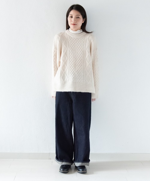 LOSUCA(ロスカ)の「ウール混ニットプルオーバー / ナチュラル フレンチ 大人カジュアル レトロ ヴィンテージ シティガール(ニット/セーター・レディース・オフホワイト/チャコールグレー/ブルー/レッド・FREE)」の10枚目の写真