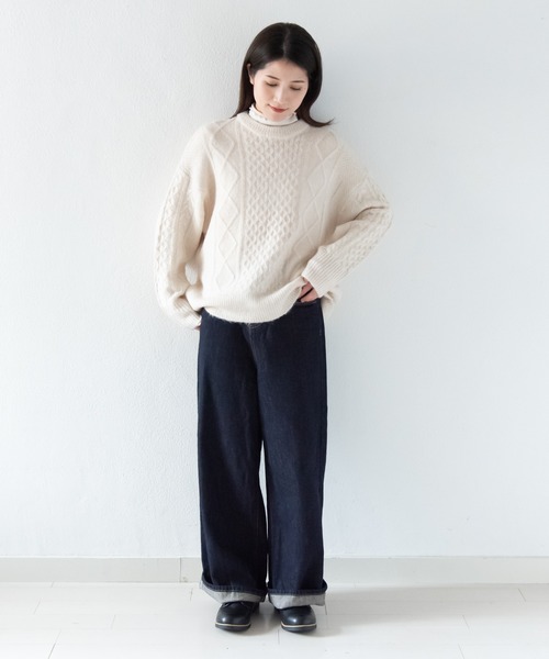 LOSUCA(ロスカ)の「ウール混ニットプルオーバー / ナチュラル フレンチ 大人カジュアル レトロ ヴィンテージ シティガール(ニット/セーター・レディース・オフホワイト/チャコールグレー/ブルー/レッド・FREE)」の11枚目の写真