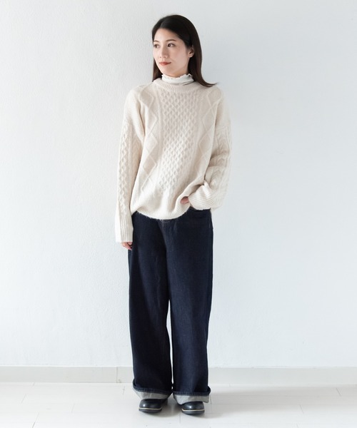 LOSUCA(ロスカ)の「ウール混ニットプルオーバー / ナチュラル フレンチ 大人カジュアル レトロ ヴィンテージ シティガール(ニット/セーター・レディース・オフホワイト/チャコールグレー/ブルー/レッド・FREE)」の12枚目の写真