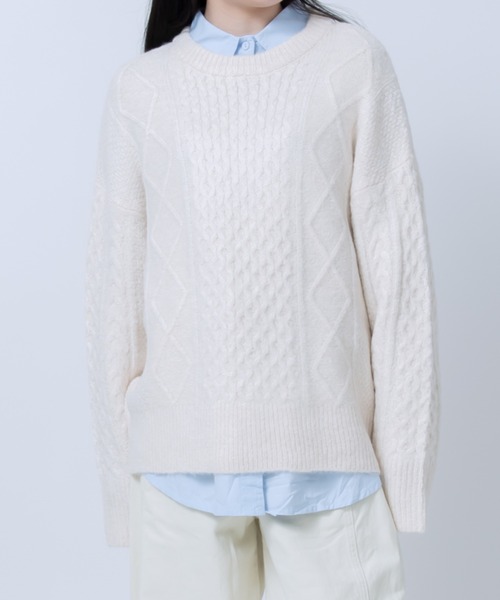 LOSUCA(ロスカ)の「ウール混ニットプルオーバー / ナチュラル フレンチ 大人カジュアル レトロ ヴィンテージ シティガール(ニット/セーター・レディース・オフホワイト/チャコールグレー/ブルー/レッド・FREE)」の17枚目の写真