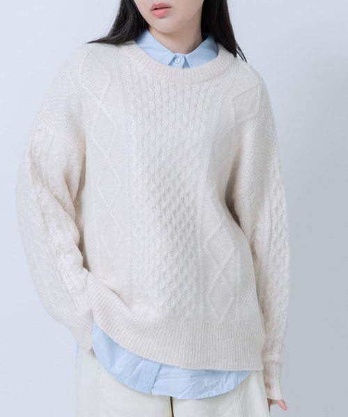 LOSUCA(ロスカ)の「ウール混ニットプルオーバー / ナチュラル フレンチ 大人カジュアル レトロ ヴィンテージ シティガール(ニット/セーター・レディース・オフホワイト/チャコールグレー/ブルー/レッド・FREE)」の18枚目の写真