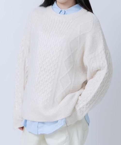 LOSUCA(ロスカ)の「ウール混ニットプルオーバー / ナチュラル フレンチ 大人カジュアル レトロ ヴィンテージ シティガール(ニット/セーター・レディース・オフホワイト/チャコールグレー/ブルー/レッド・FREE)」の19枚目の写真