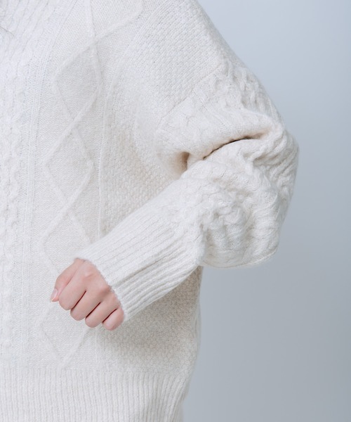 LOSUCA(ロスカ)の「ウール混ニットプルオーバー / ナチュラル フレンチ 大人カジュアル レトロ ヴィンテージ シティガール(ニット/セーター・レディース・オフホワイト/チャコールグレー/ブルー/レッド・FREE)」の21枚目の写真