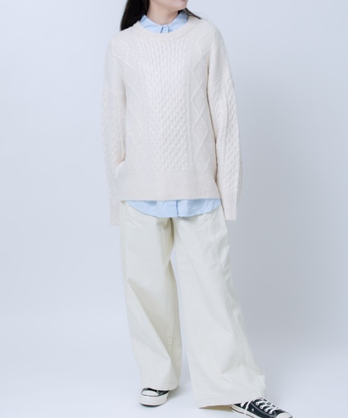 LOSUCA(ロスカ)の「ウール混ニットプルオーバー / ナチュラル フレンチ 大人カジュアル レトロ ヴィンテージ シティガール(ニット/セーター・レディース・オフホワイト/チャコールグレー/ブルー/レッド・FREE)」の22枚目の写真