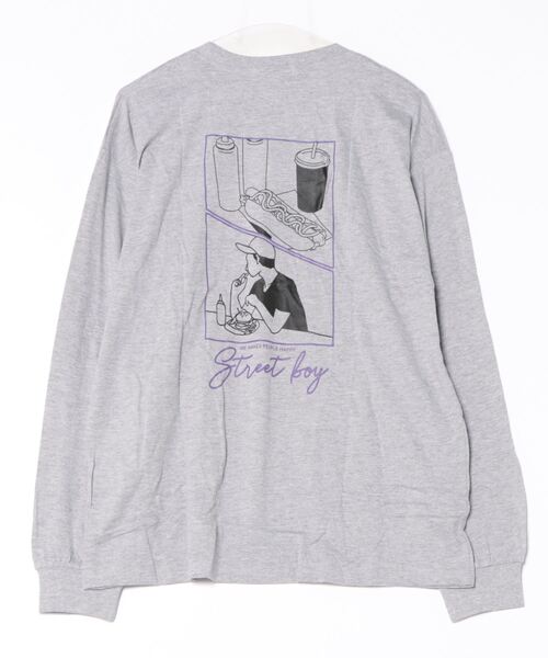 BAYBLO(ベイブロ)の「(DV)【ユニセックス】エモい 日常 バックプリント 長袖 Tシャツ(Tシャツ/カットソー・メンズ・ホワイト系2/ブラック系5/グレー系3/ライトグリーン系5/ネイビー系4/ライラック系/ブルー系2/ホワイト系4/ブラック系1/ブラック系3・MEDIUM/LARGE/X-LARGE)」の14枚目の写真