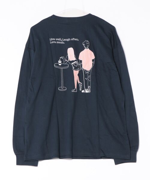 BAYBLO(ベイブロ)の「(DV)【ユニセックス】エモい 日常 バックプリント 長袖 Tシャツ(Tシャツ/カットソー・メンズ・ホワイト系2/ブラック系5/グレー系3/ライトグリーン系5/ネイビー系4/ライラック系/ブルー系2/ホワイト系4/ブラック系1/ブラック系3・MEDIUM/LARGE/X-LARGE)」の16枚目の写真