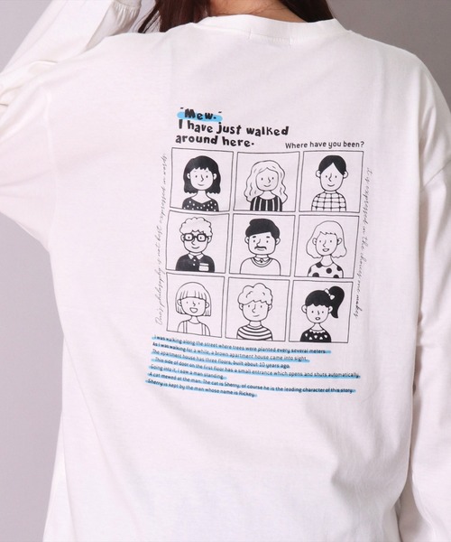 BAYBLO(ベイブロ)の「(DV)【ユニセックス】エモい 日常 バックプリント 長袖 Tシャツ(Tシャツ/カットソー・メンズ・ホワイト系2/ブラック系5/グレー系3/ライトグリーン系5/ネイビー系4/ライラック系/ブルー系2/ホワイト系4/ブラック系1/ブラック系3・MEDIUM/LARGE/X-LARGE)」の2枚目の写真