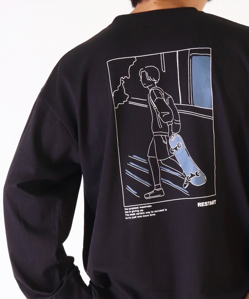BAYBLO(ベイブロ)の「(DV)【ユニセックス】エモい 日常 バックプリント 長袖 Tシャツ(Tシャツ/カットソー・メンズ・ホワイト系2/ブラック系5/グレー系3/ライトグリーン系5/ネイビー系4/ライラック系/ブルー系2/ホワイト系4/ブラック系1/ブラック系3・MEDIUM/LARGE/X-LARGE)」の3枚目の写真