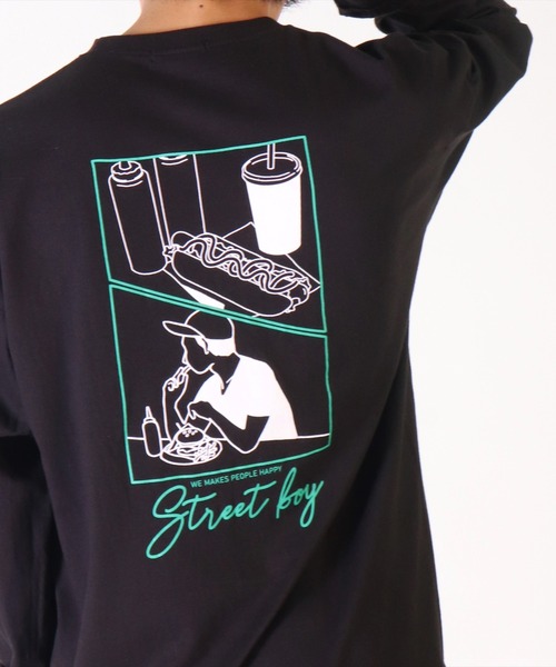 BAYBLO(ベイブロ)の「(DV)【ユニセックス】エモい 日常 バックプリント 長袖 Tシャツ(Tシャツ/カットソー・メンズ・ホワイト系2/ブラック系5/グレー系3/ライトグリーン系5/ネイビー系4/ライラック系/ブルー系2/ホワイト系4/ブラック系1/ブラック系3・MEDIUM/LARGE/X-LARGE)」の4枚目の写真