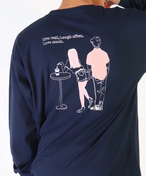 BAYBLO(ベイブロ)の「(DV)【ユニセックス】エモい 日常 バックプリント 長袖 Tシャツ(Tシャツ/カットソー・メンズ・ホワイト系2/ブラック系5/グレー系3/ライトグリーン系5/ネイビー系4/ライラック系/ブルー系2/ホワイト系4/ブラック系1/ブラック系3・MEDIUM/LARGE/X-LARGE)」の8枚目の写真