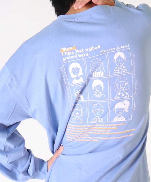 BAYBLO(ベイブロ)の「(DV)【ユニセックス】エモい 日常 バックプリント 長袖 Tシャツ(Tシャツ/カットソー・メンズ・ホワイト系2/ブラック系5/グレー系3/ライトグリーン系5/ネイビー系4/ライラック系/ブルー系2/ホワイト系4/ブラック系1/ブラック系3・MEDIUM/LARGE/X-LARGE)」の9枚目の写真