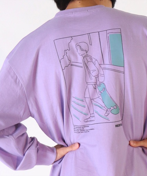 BAYBLO(ベイブロ)の「(DV)【ユニセックス】エモい 日常 バックプリント 長袖 Tシャツ(Tシャツ/カットソー・メンズ・ホワイト系2/ブラック系5/グレー系3/ライトグリーン系5/ネイビー系4/ライラック系/ブルー系2/ホワイト系4/ブラック系1/ブラック系3・MEDIUM/LARGE/X-LARGE)」の10枚目の写真
