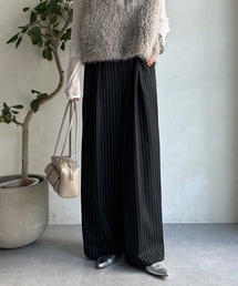 DouDou | ピンストライプタックワイドパンツ(その他パンツ)