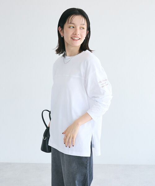 CRAFT STANDARD BOUTIQUE(クラフトスタンダードブティック)の「ワンポイント刺繍長袖チュニック(Tシャツ/カットソー・レディース・ブラック/ホワイト/チャコールグレー/ブラウン・FREE)」の7枚目の写真