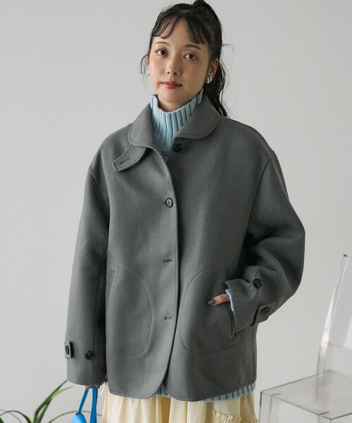 FREAK'S STORE(フリークスストア)の「ラウンドカラー モッサコート(ステンカラーコート・レディース・ベージュ/ネイビー/チャコールグレー/オフホワイト・フリ-)」の21枚目の写真