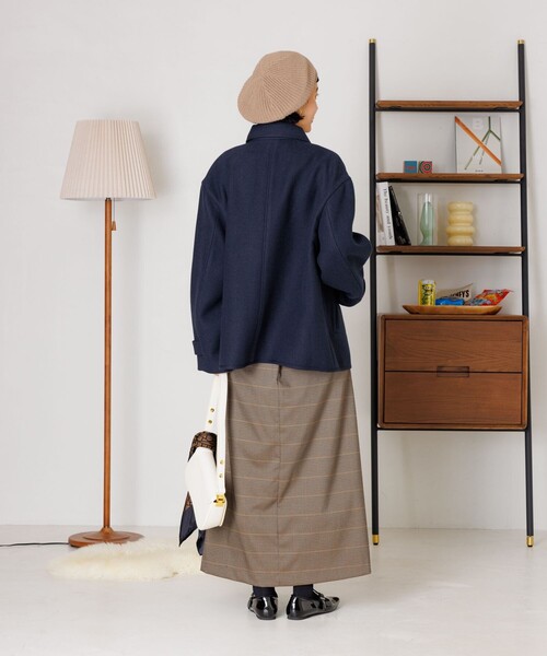 FREAK'S STORE(フリークスストア)の「ラウンドカラー モッサコート(ステンカラーコート・レディース・ベージュ/ネイビー/チャコールグレー/オフホワイト・フリ-)」の10枚目の写真