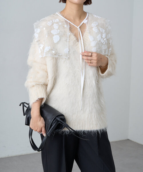 【セール】スパンコールビジューケープ（カーディガン/ボレロ）｜Omekashi（オメカシ）