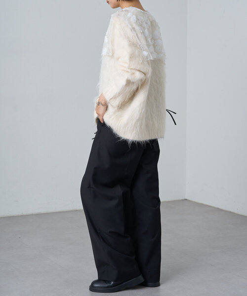 Omekashi（オメカシ）の「スパンコールビジューケープ（カーディガン/ボレロ・レディース・オフホワイト/ブラック・FREE）」の14枚目の写真