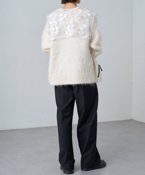 Omekashi（オメカシ）の「スパンコールビジューケープ（カーディガン/ボレロ・レディース・オフホワイト/ブラック・FREE）」の15枚目の写真