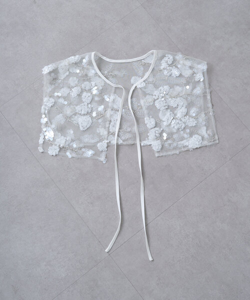 Omekashi（オメカシ）の「スパンコールビジューケープ（カーディガン/ボレロ・レディース・オフホワイト/ブラック・FREE）」の16枚目の写真