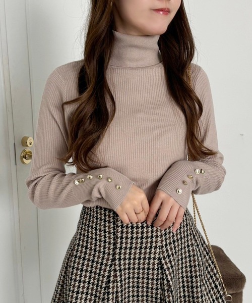 セール】金ボタンハイネックニット（ニット/セーター）｜one after