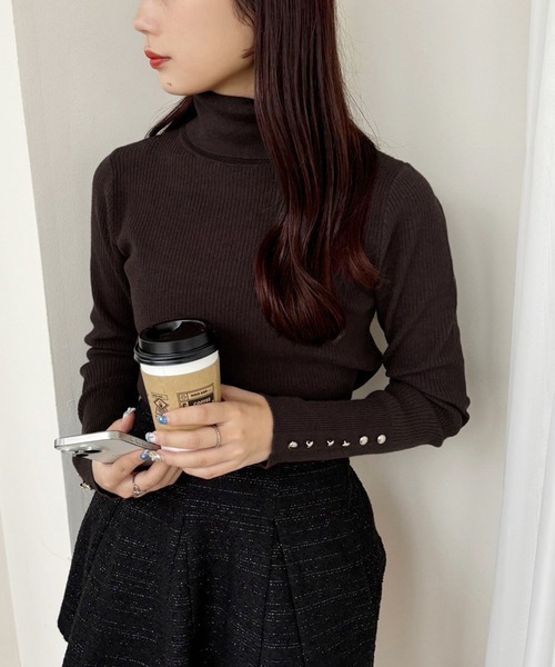 セール】金ボタンハイネックニット（ニット/セーター）｜one after