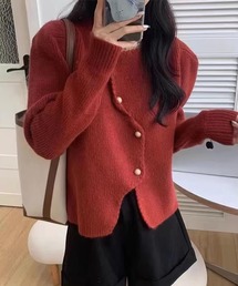 WEGO/アシンメトリーパフスリーブニットカーディガン