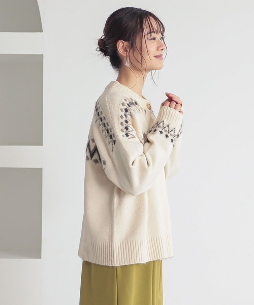 ノルディック柄ニットカーディガン』（カーディガン/ボレロ）｜n