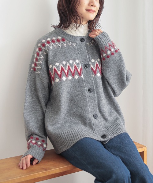 ノルディック柄ニットカーディガン』（カーディガン/ボレロ）｜n