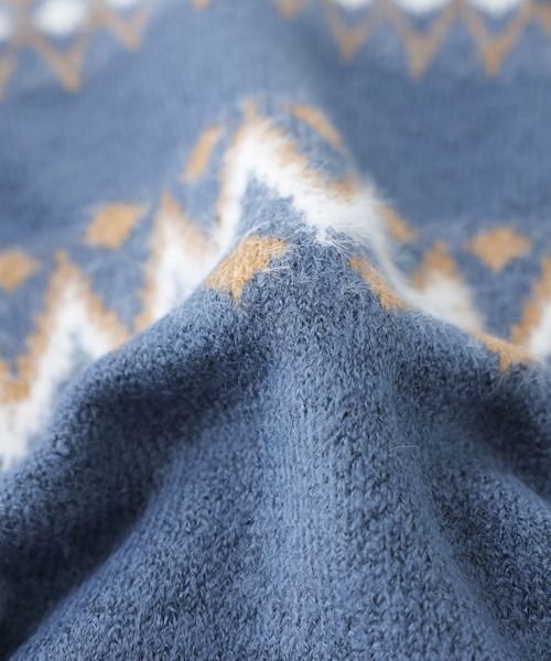 n'OrLABEL（ノアールレーベル）の「『ノルディック柄ニットカーディガン』（カーディガン/ボレロ・レディース・チャコール/アイボリー/ブルー・FREE）」の6枚目の写真