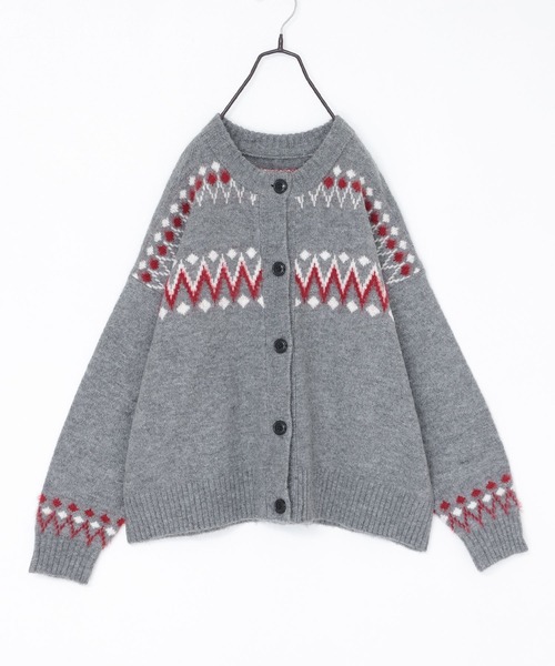 n'OrLABEL（ノアールレーベル）の「『ノルディック柄ニットカーディガン』（カーディガン/ボレロ・レディース・チャコール/アイボリー/ブルー・FREE）」の5枚目の写真