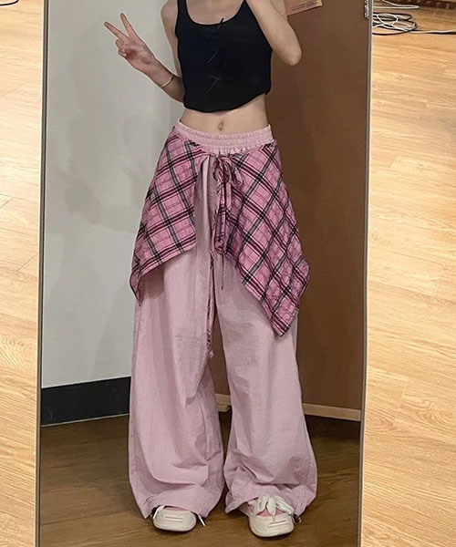 【セール】2WAYラップスカートレイヤードタイトブーツカットパンツ [取り外し可能]（カーゴパンツ）｜gossip！ロサンゼルス（ゴシップロサンゼルス）