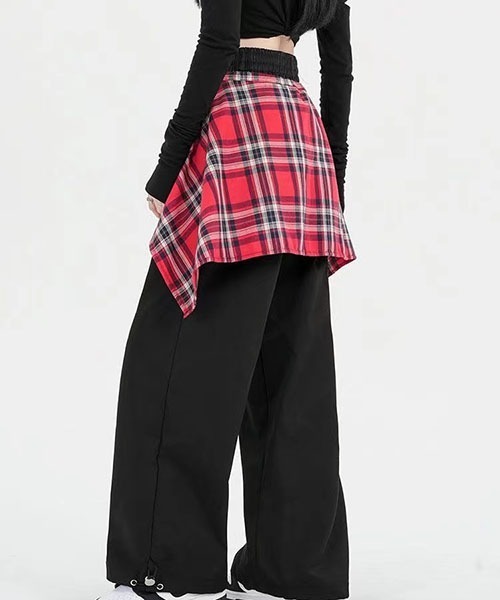 gossip！ロサンゼルス（ゴシップロサンゼルス）の「2WAYラップスカートレイヤードタイトブーツカットパンツ [取り外し可能]（カーゴパンツ・レディース・ピンク/ネイビー/ブラック・L/M）」の14枚目の写真