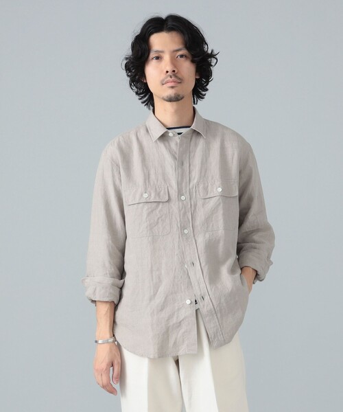 会員様限定 お買い得商品 リネン ダブルポケット ワークシャツ（シャツ/ブラウス）｜BEAMS トップス