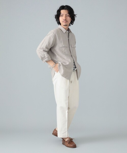 BEAMS F(ビームスエフ)の「リネン ダブルポケット ワークシャツ(シャツ/ブラウス・メンズ・ナチュラル/ブラウン・S/XL/M/L)」の3枚目の写真