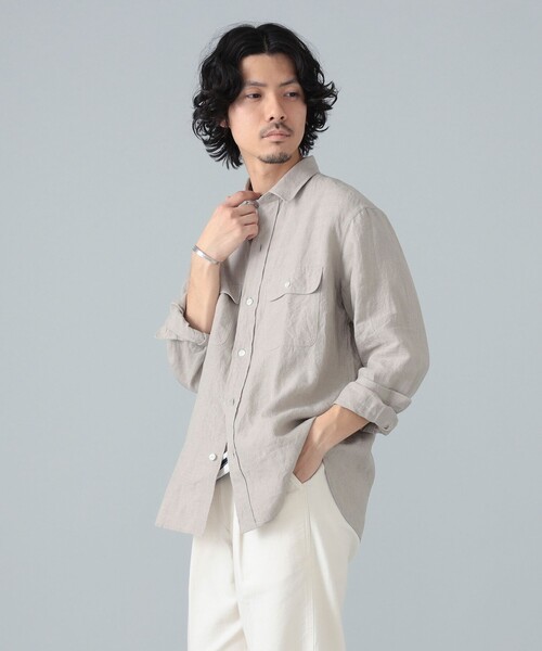 BEAMS F(ビームスエフ)の「リネン ダブルポケット ワークシャツ(シャツ/ブラウス・メンズ・ナチュラル/ブラウン・S/XL/M/L)」の5枚目の写真